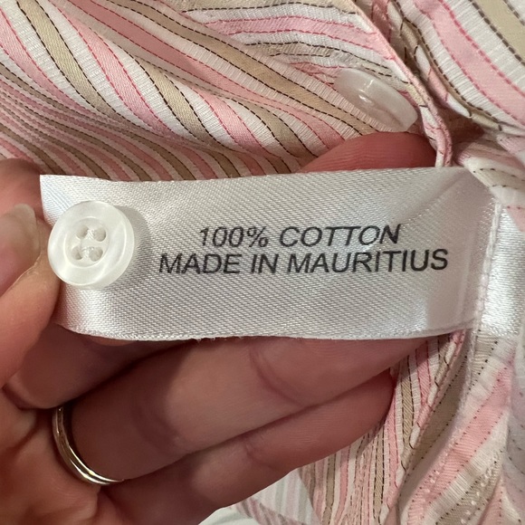 Thomas Pink Shirt Women’s 4 Button Up Pink Striped French Cuffs Collared Career - Picture 7 of 10